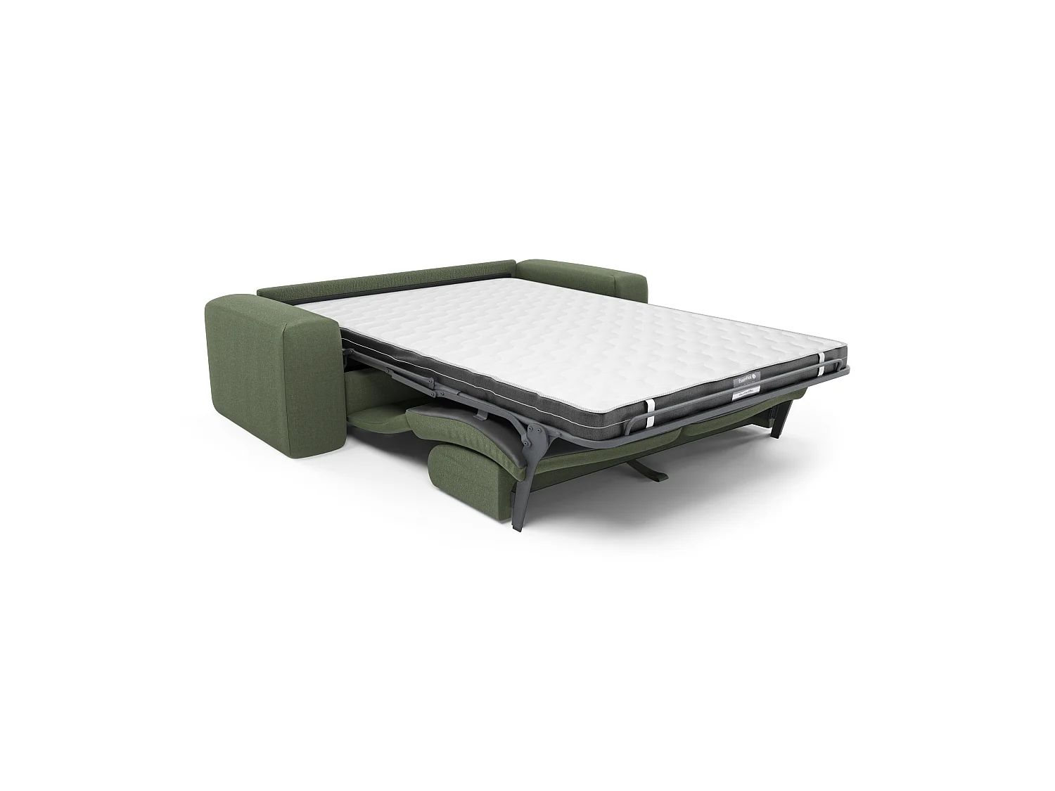 Canapé convertible express dunlopillo 140cm tissu tramé vert olive