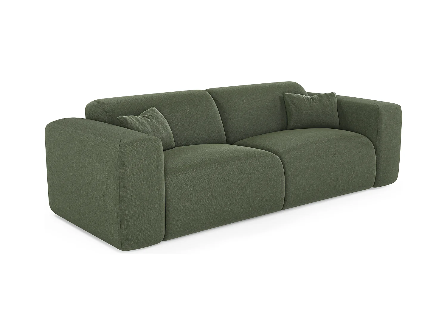 Canapé convertible express dunlopillo 140cm tissu tramé vert olive