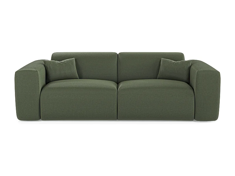 Canapé convertible express dunlopillo 140cm tissu tramé vert olive MYRA