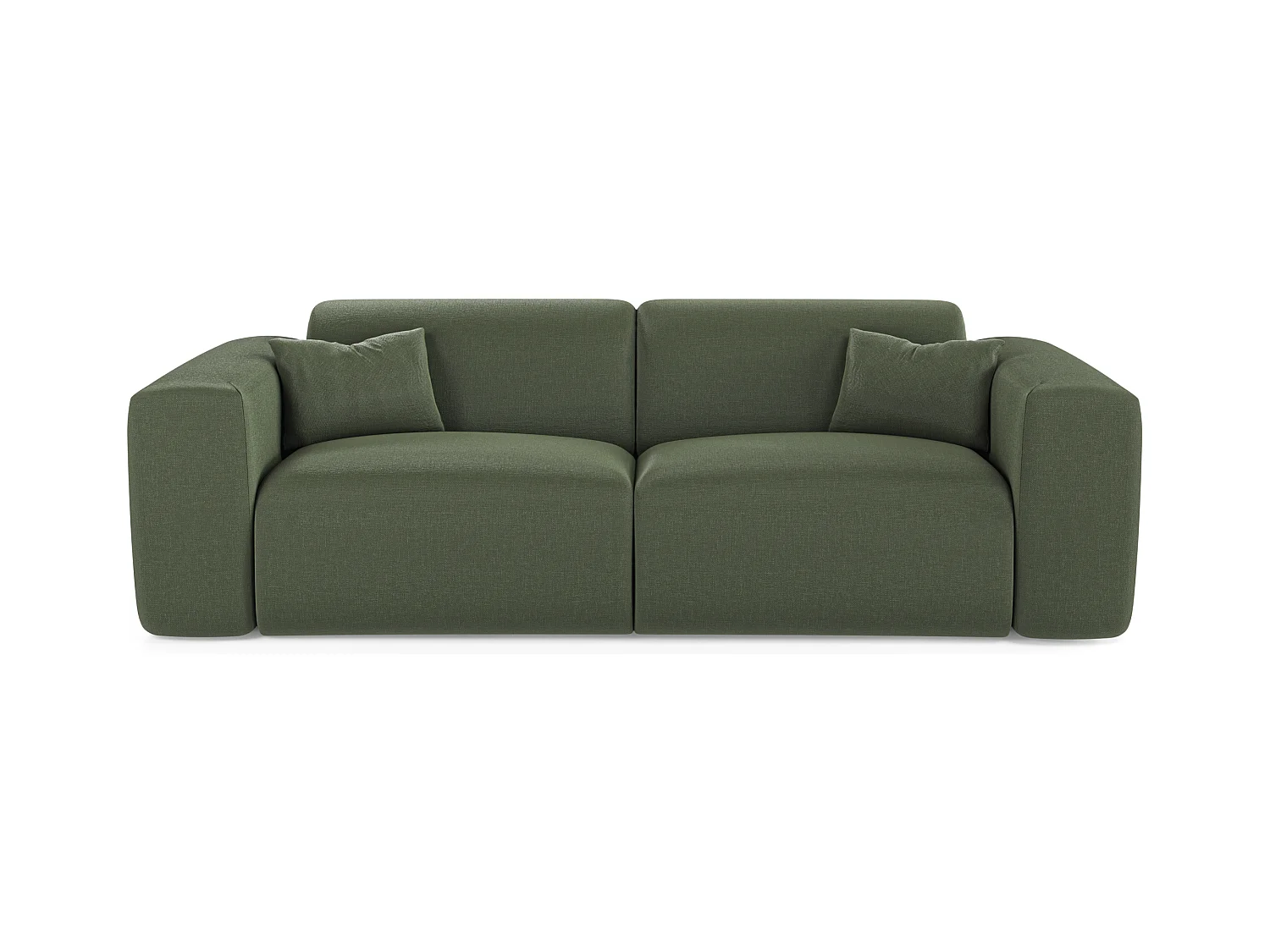 Canapé convertible express dunlopillo 160cm tissu tramé vert olive