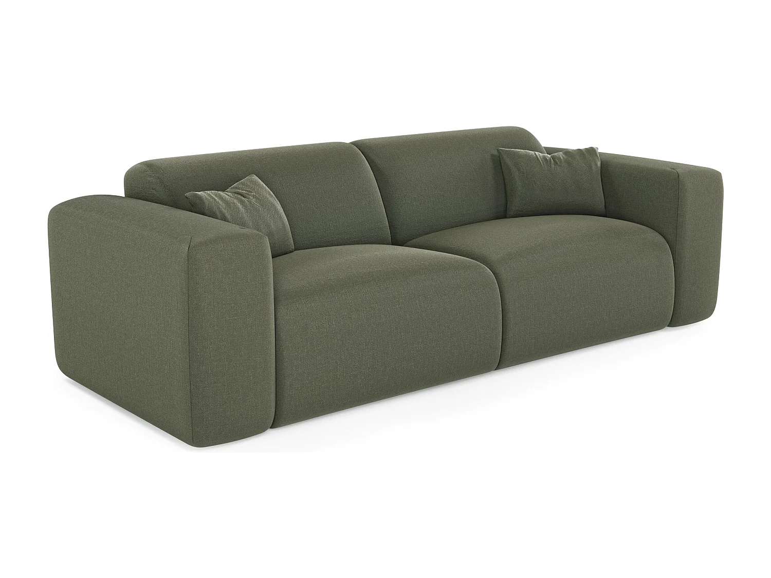 Canapé convertible express dunlopillo 160cm 4 places MYRA en tissu tramé  vert olive