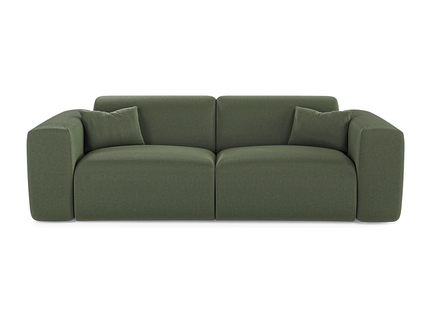 Canapé convertible express dunlopillo 160cm 4 places MYRA en tissu tramé  vert olive