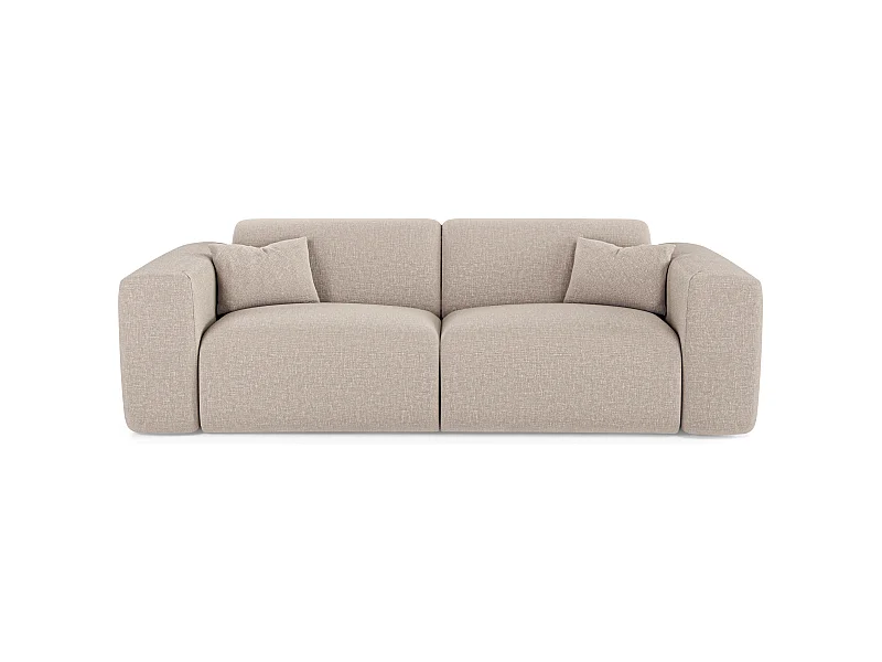 Canapé convertible express dunlopillo 160cm tissu tramé beige MYRA