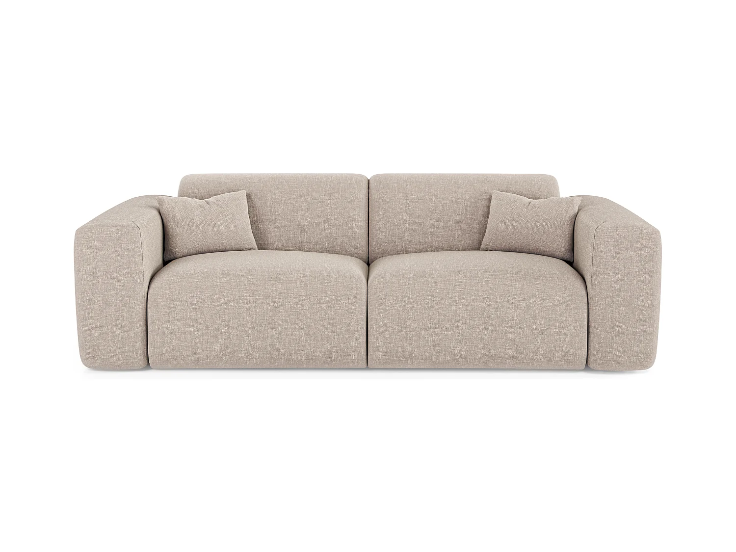 Canapé convertible express dunlopillo 160cm tissu tramé beige MYRA