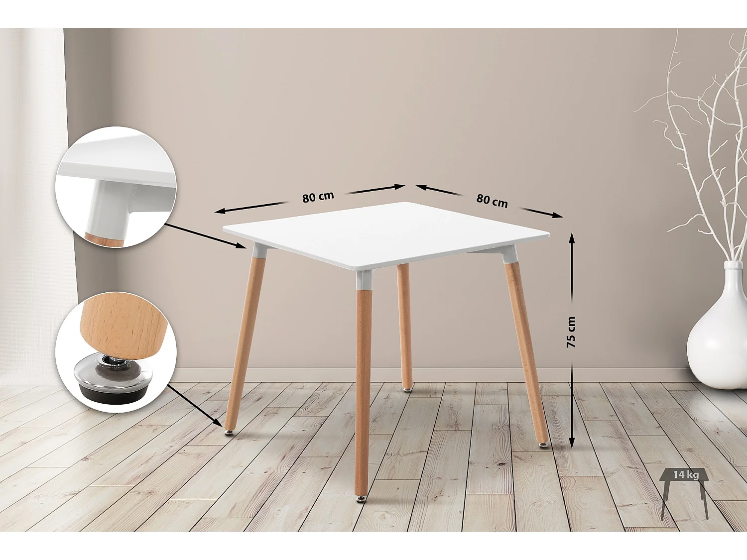 Table de cuisine Viborg 80 cm - Blanc75.00