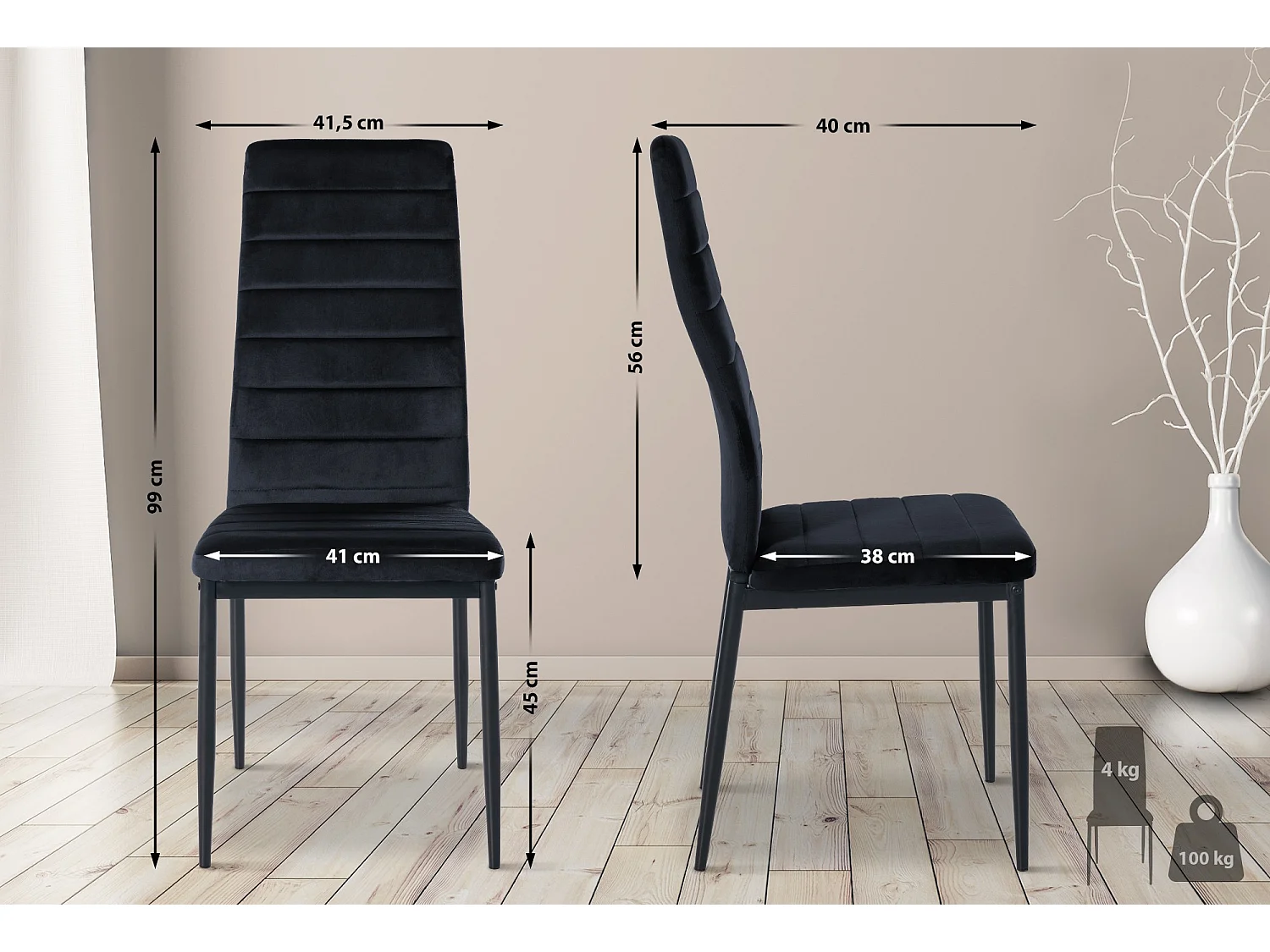 Chaise Mayfair Velours - Noir99.00