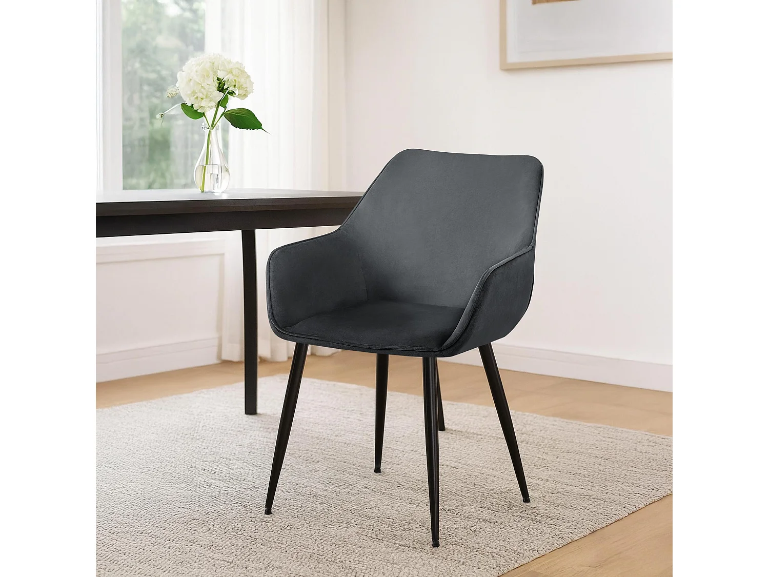 Fauteuil en velours Vessa - Gris foncé82.00
