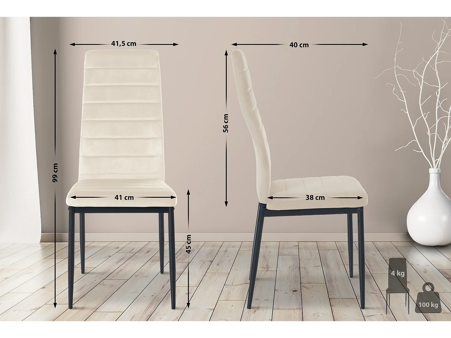 Chaise Mayfair Velours - crème99.00