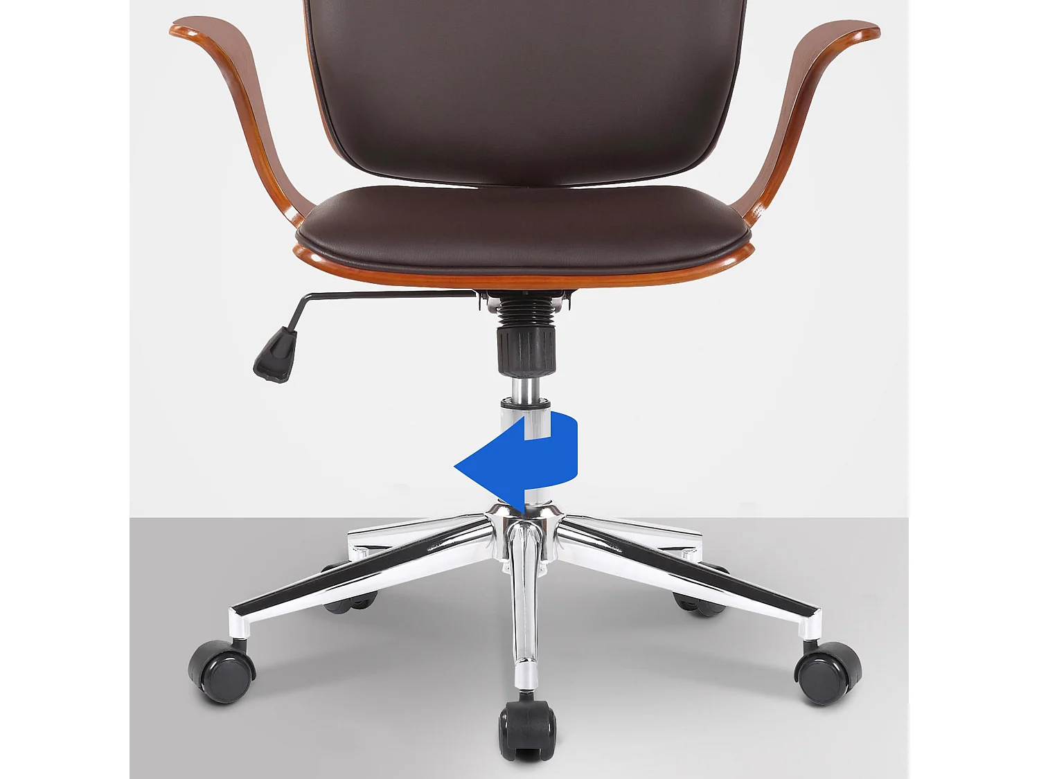 Bureaustoel - Kunstleer & Metaal in chroomoptiek - walnoot/bruin - Burbank