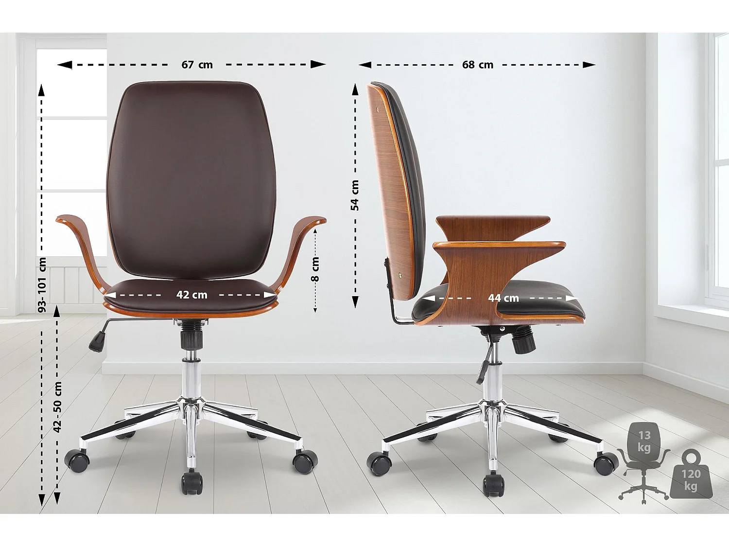 Fauteuil de bureau Burbank - Noyer - Marron93.00