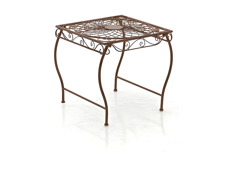 Table d'appoint de jardin - carré - Métal - 49 x 45 cm - Marron antique - Zarina