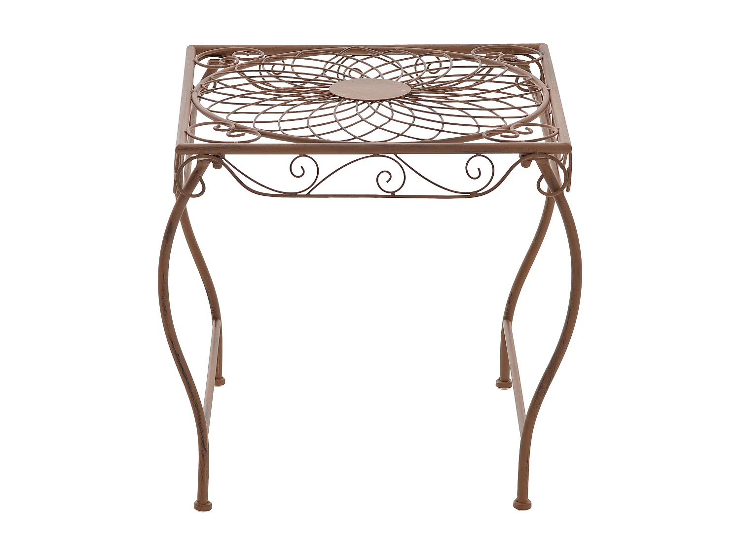 Table d'appoint de jardin - carré - Métal - 49 x 45 cm - Marron antique - Zarina