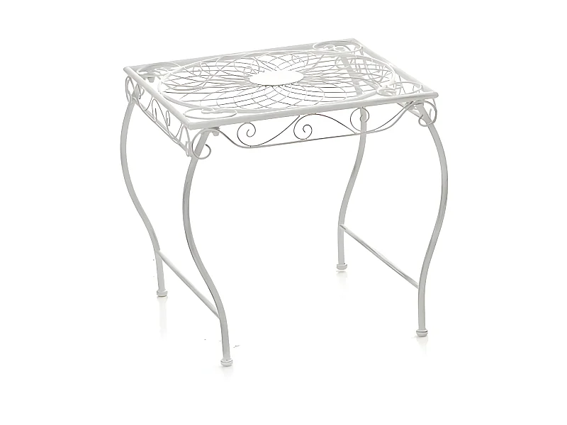 Table d'appoint de jardin - carré - Métal - 49 x 45 cm - Blanc antique - Zarina