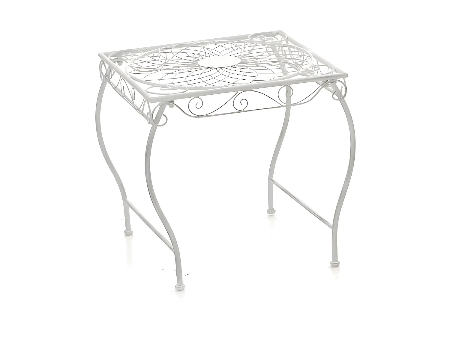 Table d'appoint de jardin - carré - Métal - 49 x 45 cm - Blanc antique - Zarina