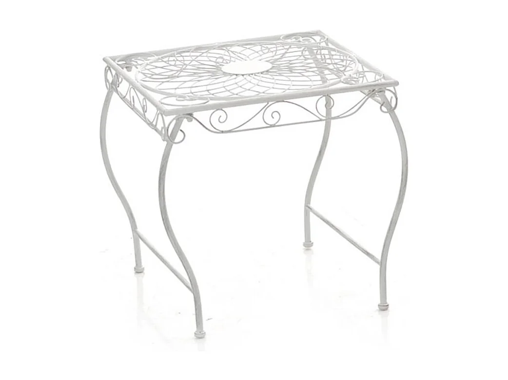 Table d'appoint de jardin - carré - Métal - 49 x 45 cm - Blanc antique - Zarina