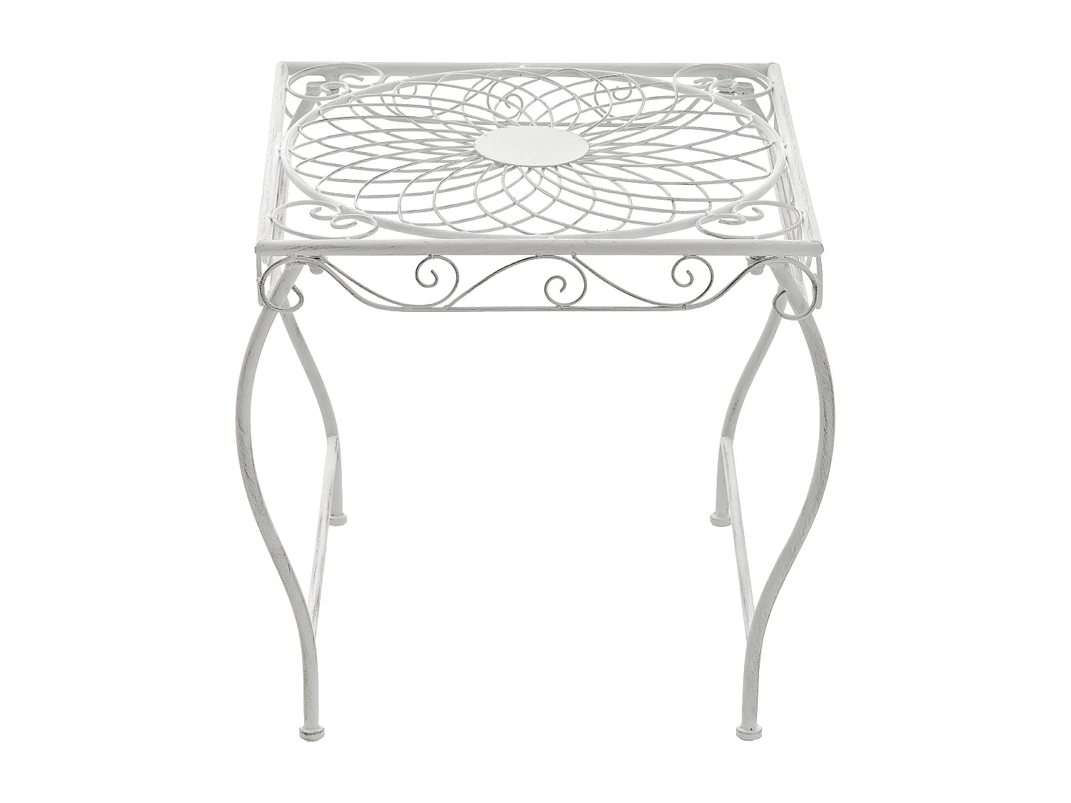 Table d'appoint de jardin - carré - Métal - 49 x 45 cm - Blanc antique - Zarina