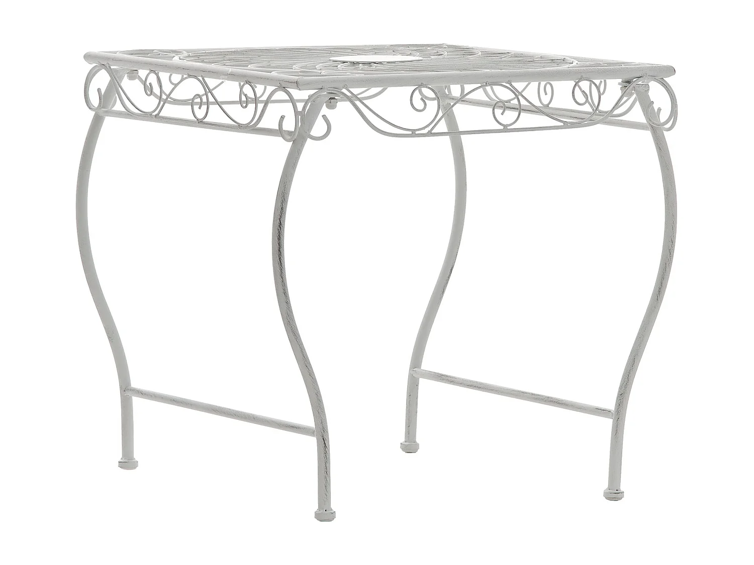 Table d'appoint de jardin - carré - Métal - 49 x 45 cm - Blanc antique - Zarina