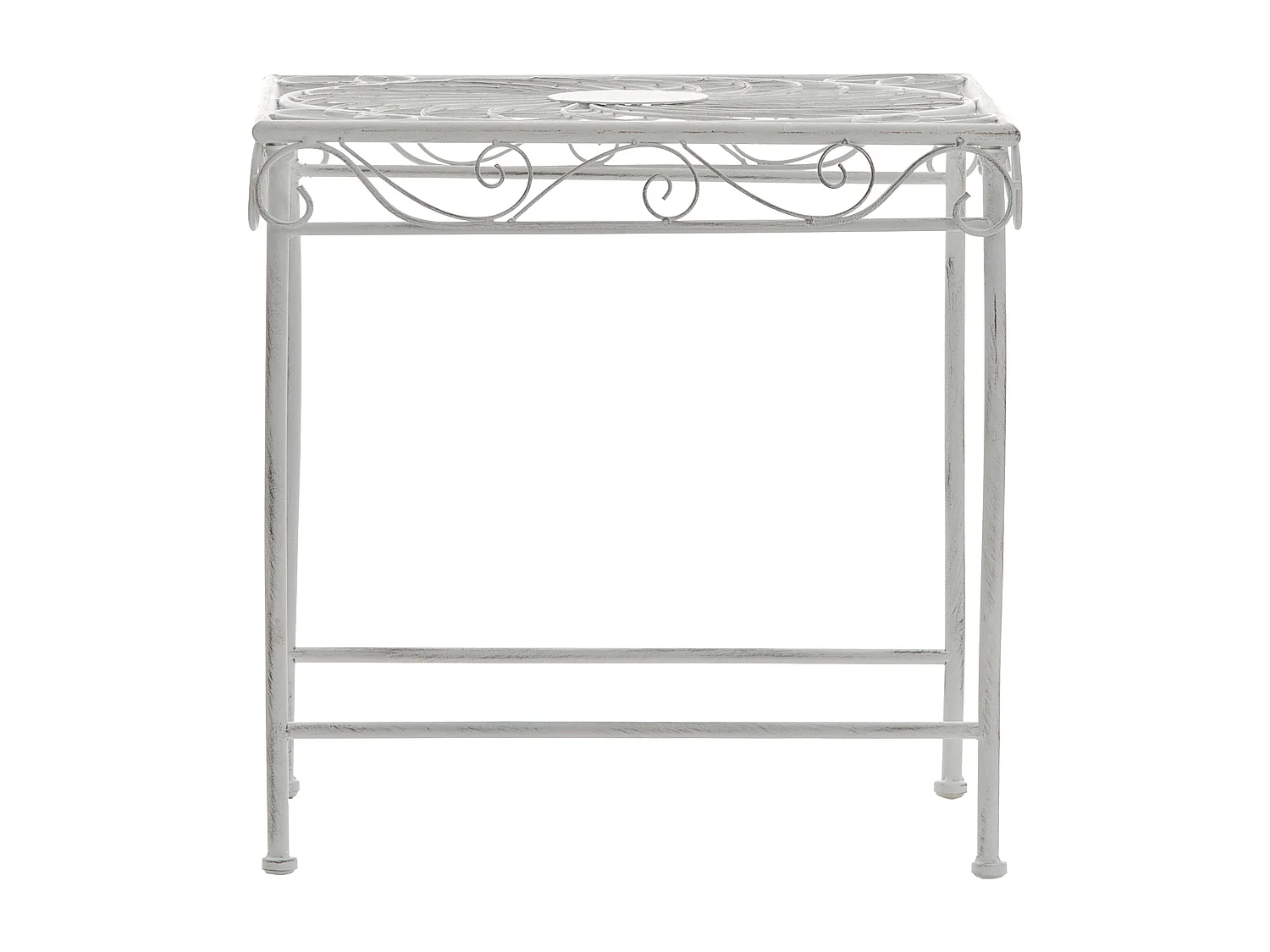 Table d'appoint de jardin - carré - Métal - 49 x 45 cm - Blanc antique - Zarina