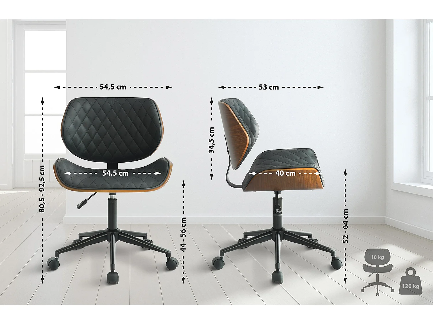 Fauteuil de bureau Harvest - Noyer   Noir80.50