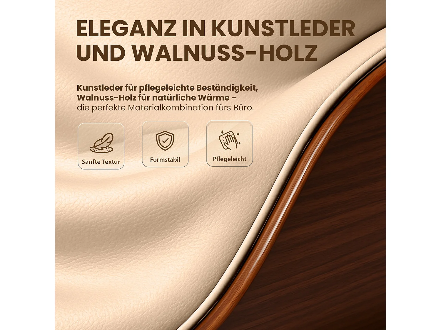 Fauteuil de bureau Varel - Noyer - Crème110.00