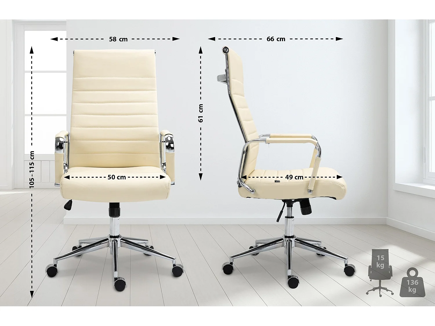 Fauteuil de bureau Kolumbus - Crème105.00