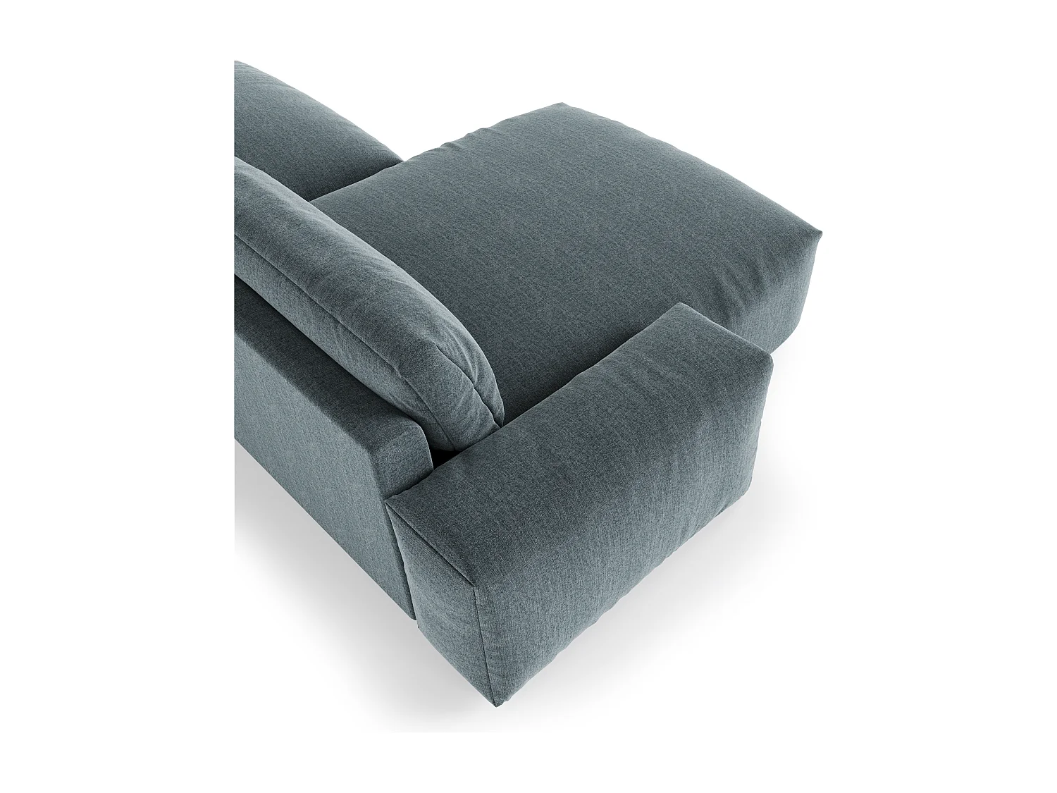 Canapé angle gauche 4 places tissu tramé toucher doux bleu gris 310cm  BLISS