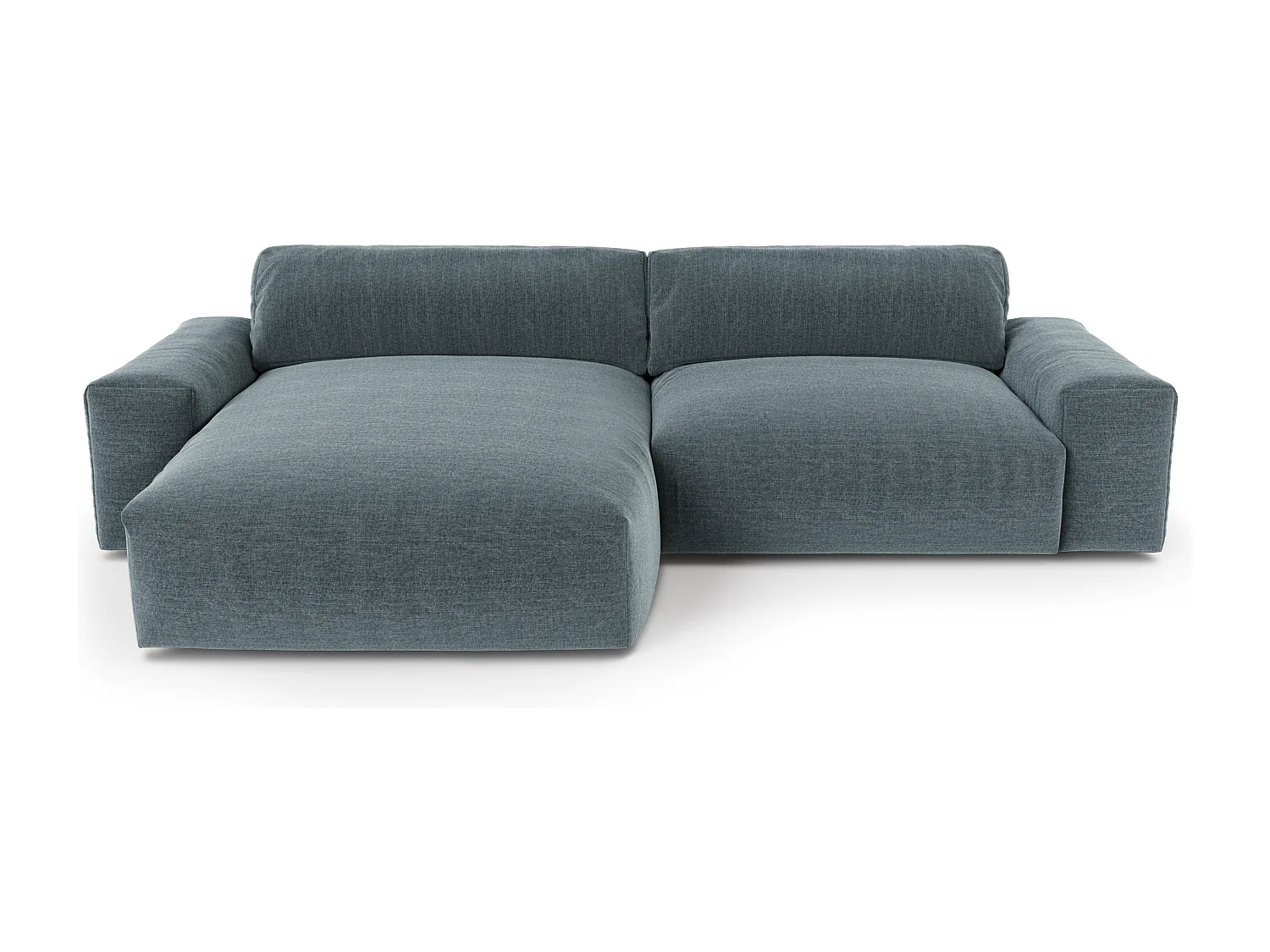 Canapé angle gauche 4 places BLISS en tissu tramé toucher doux  bleu de gris