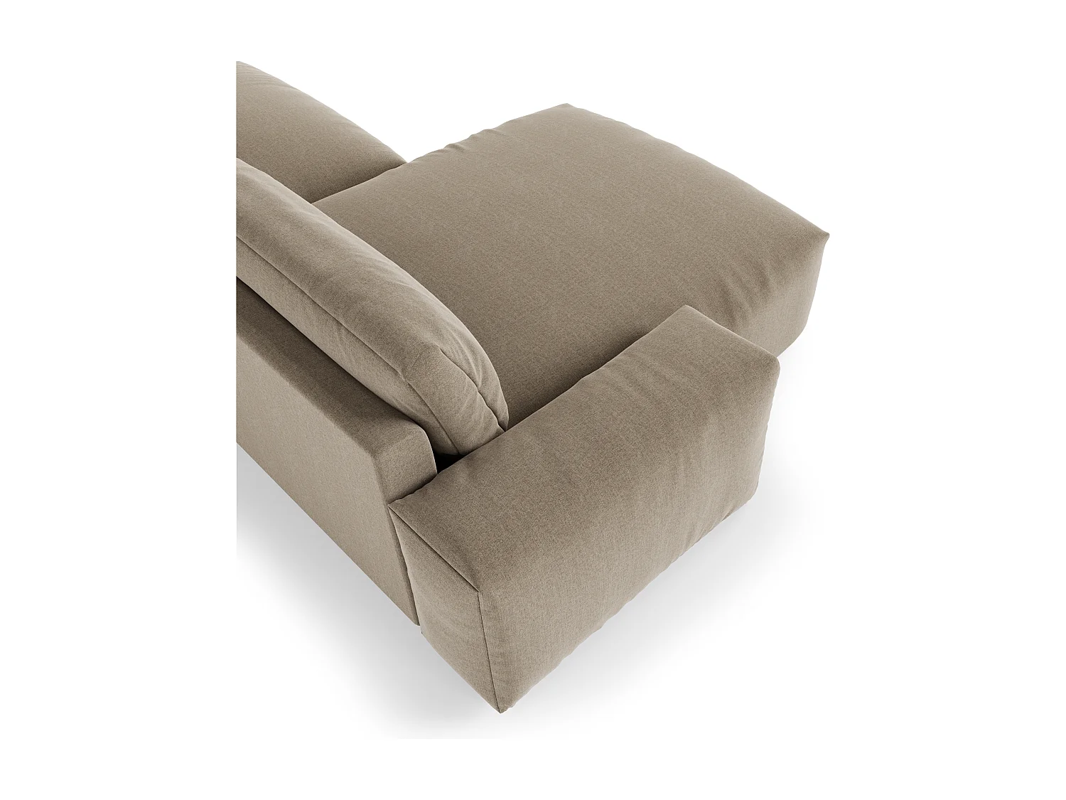 Canapé angle gauche 4 places tissu tramé toucher doux taupe 310cm BLISS