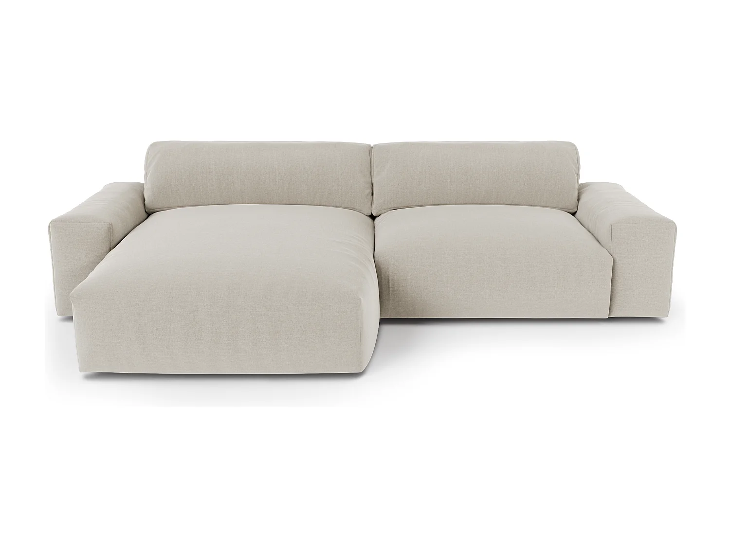 Canapé angle gauche 4 places tissu tramé toucher doux beige BLISS