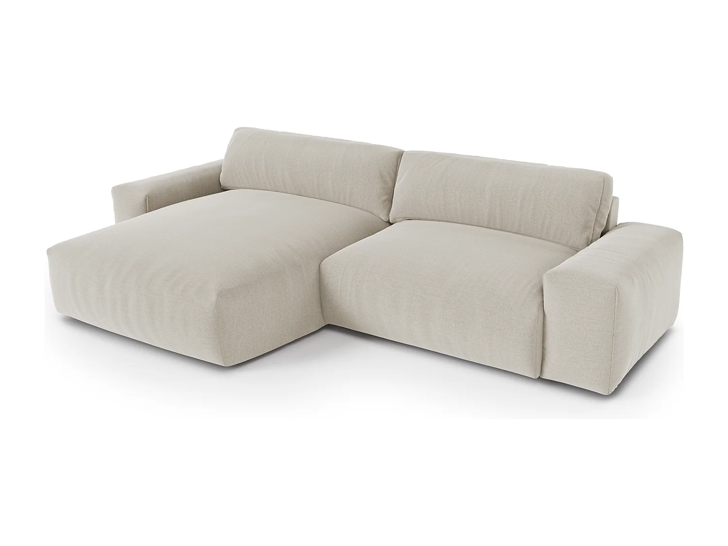 Canapé angle gauche 4 places tissu tramé toucher doux beige BLISS