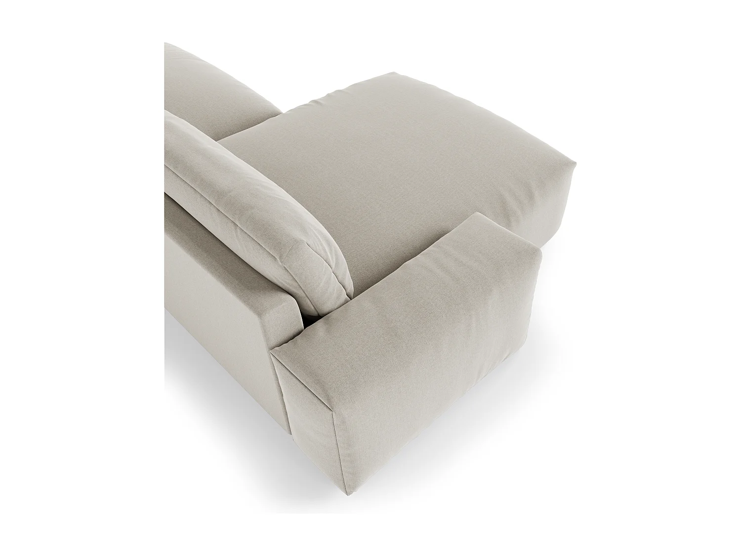 Canapé angle gauche 4 places tissu tramé toucher doux beige BLISS