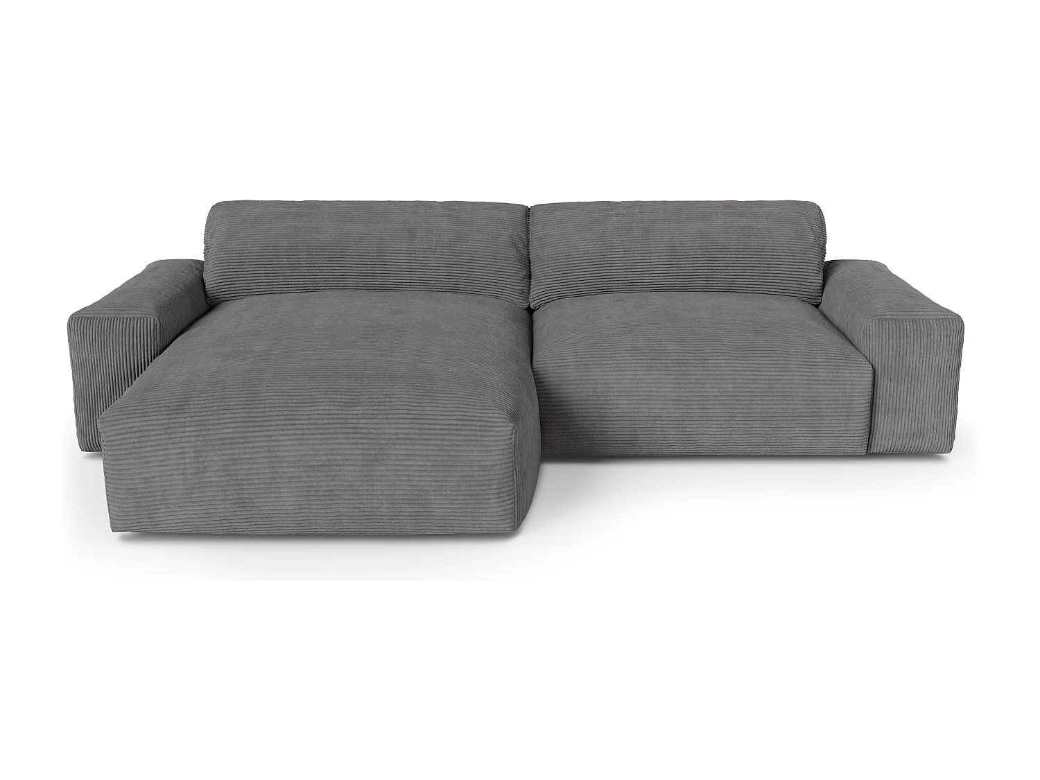 Canapé angle gauche velours côtelé gris anthracite 310cm BLISS