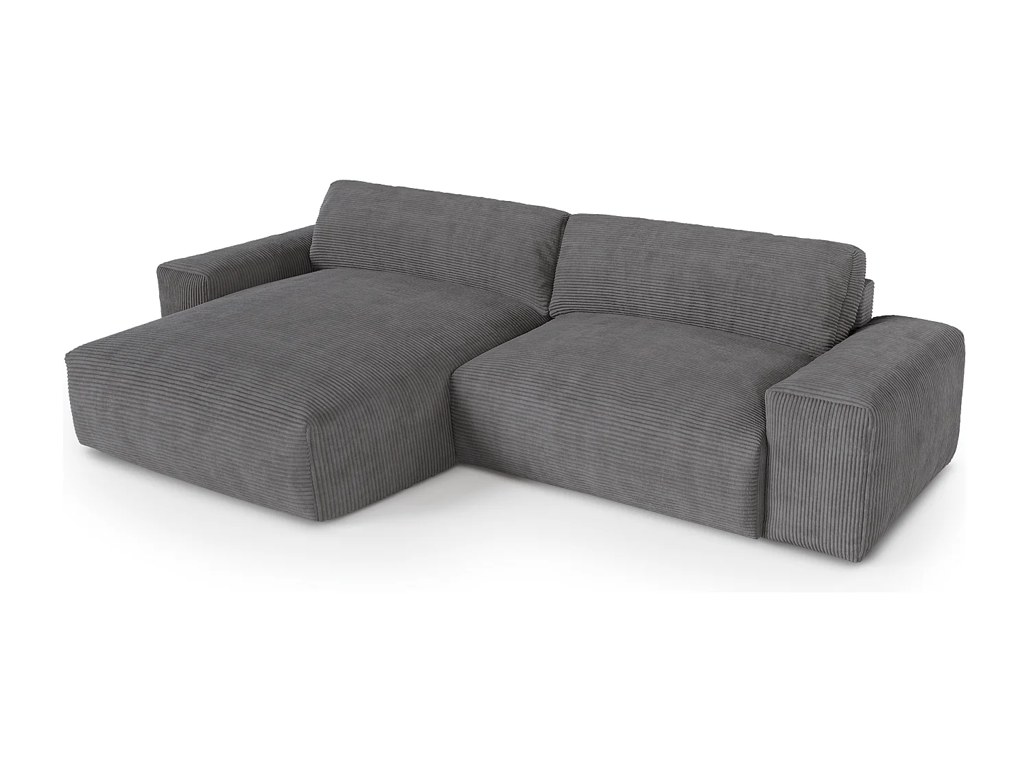 Canapé angle gauche velours côtelé gris anthracite 310cm BLISS