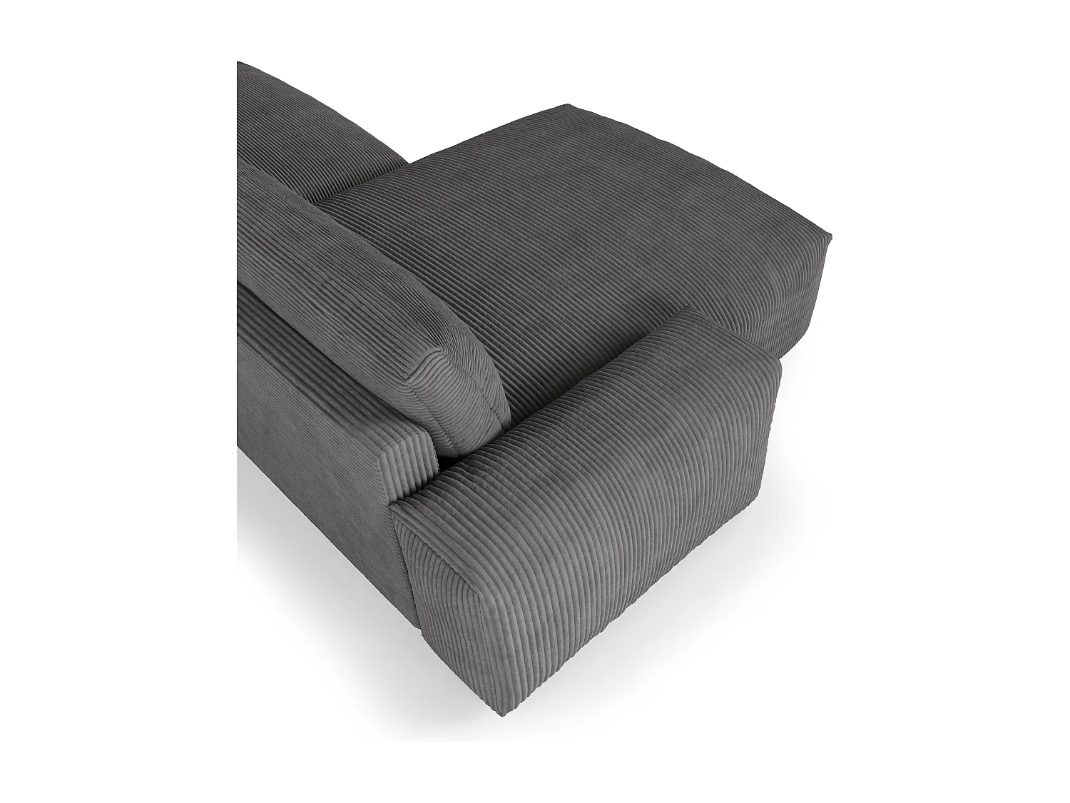 Canapé angle gauche velours côtelé gris anthracite 310cm BLISS