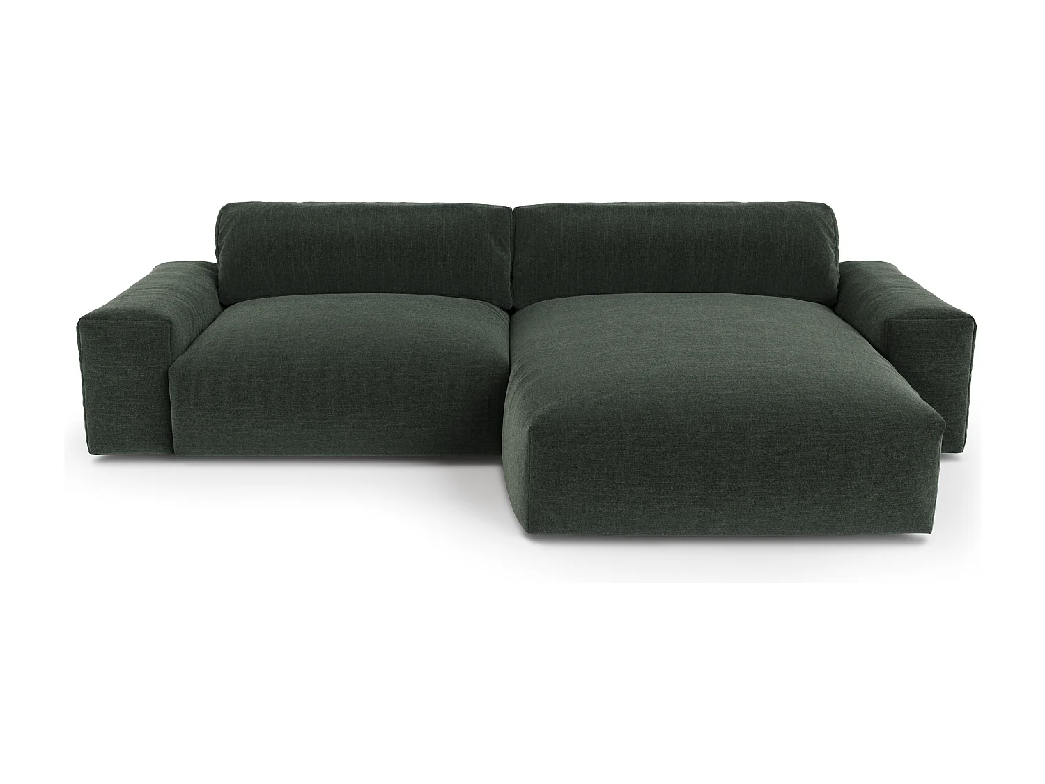Canapé angle droit 4 places BLISS en tissu tramé toucher doux  vert kaki