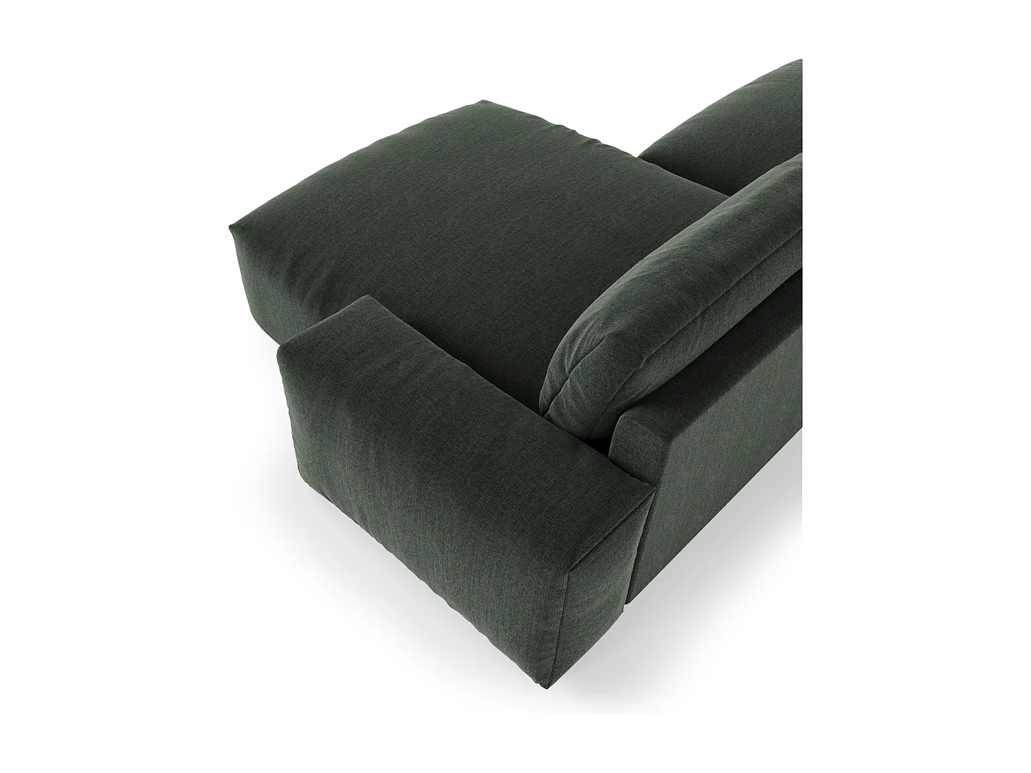 Canapé angle droit 4 places BLISS en tissu tramé toucher doux  vert kaki