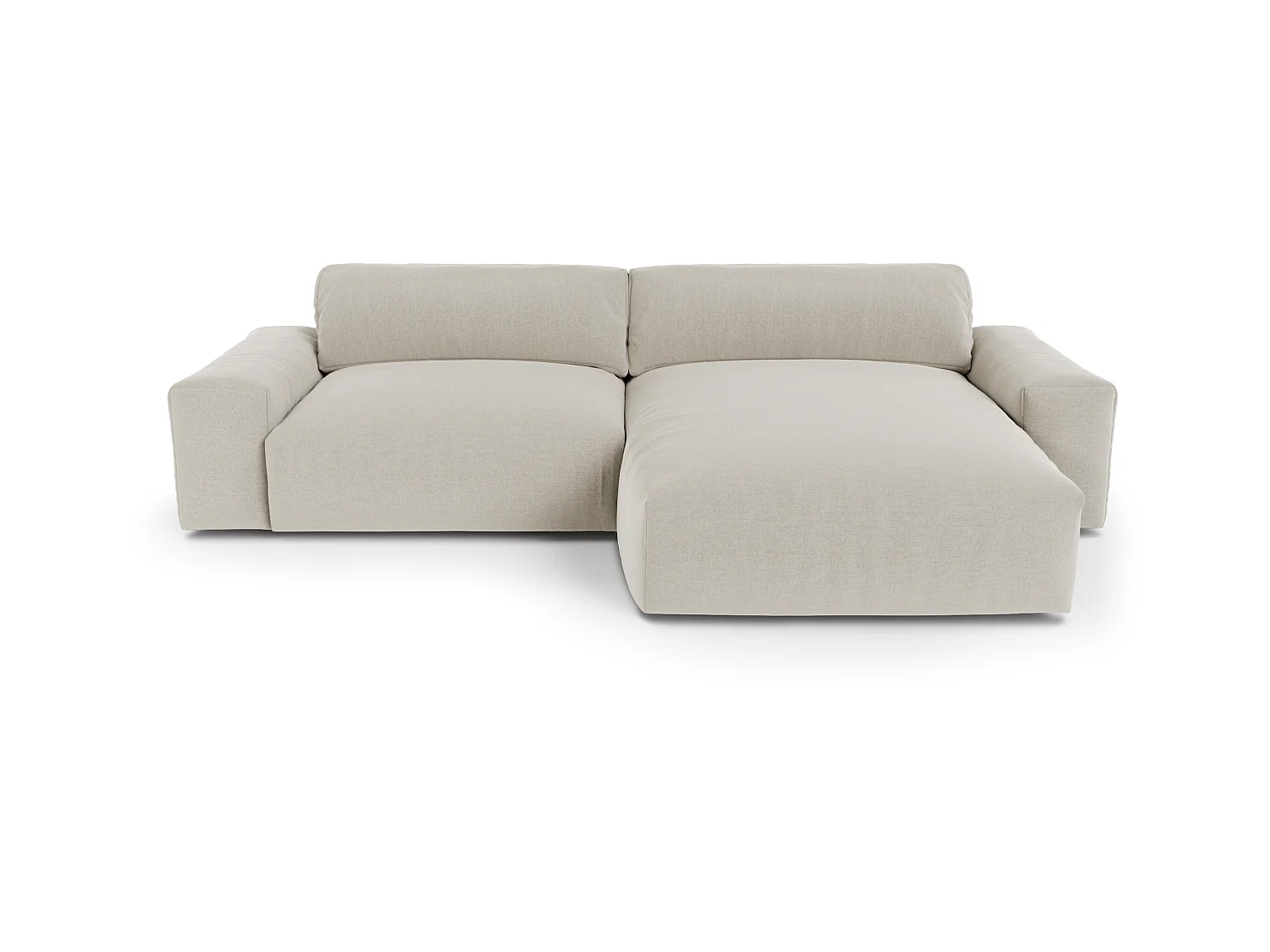 Canapé angle droit 4 places tissu tramé toucher doux beige 310cm