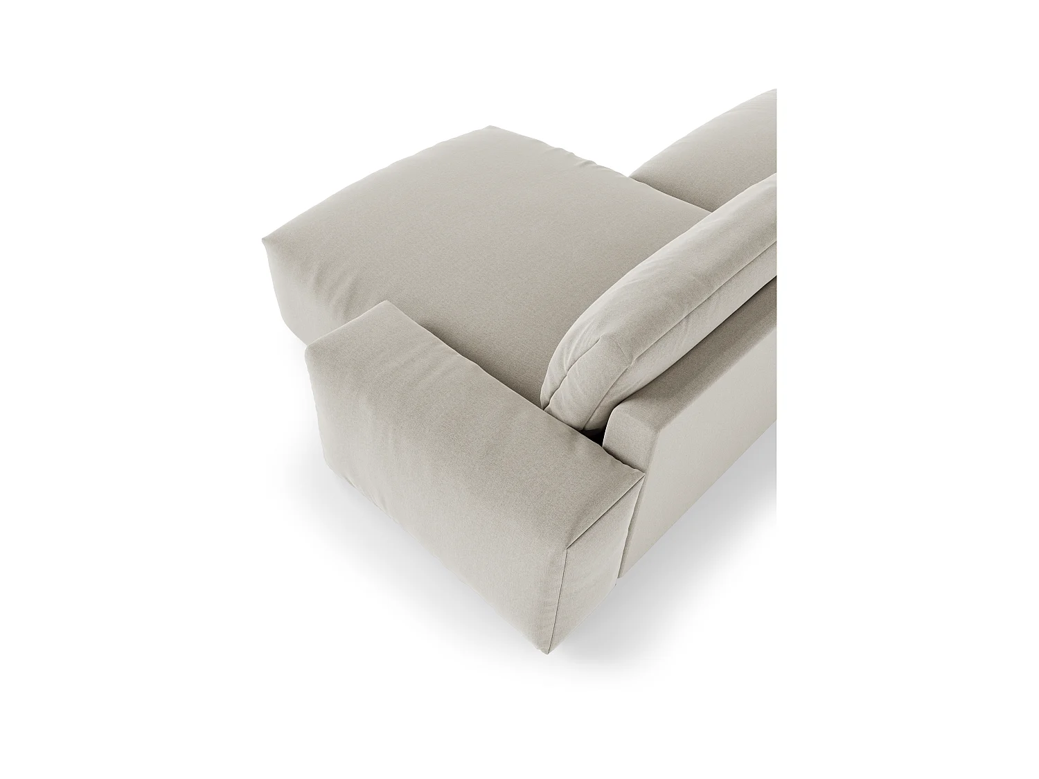 Canapé angle droit 4 places tissu tramé toucher doux beige 310cm