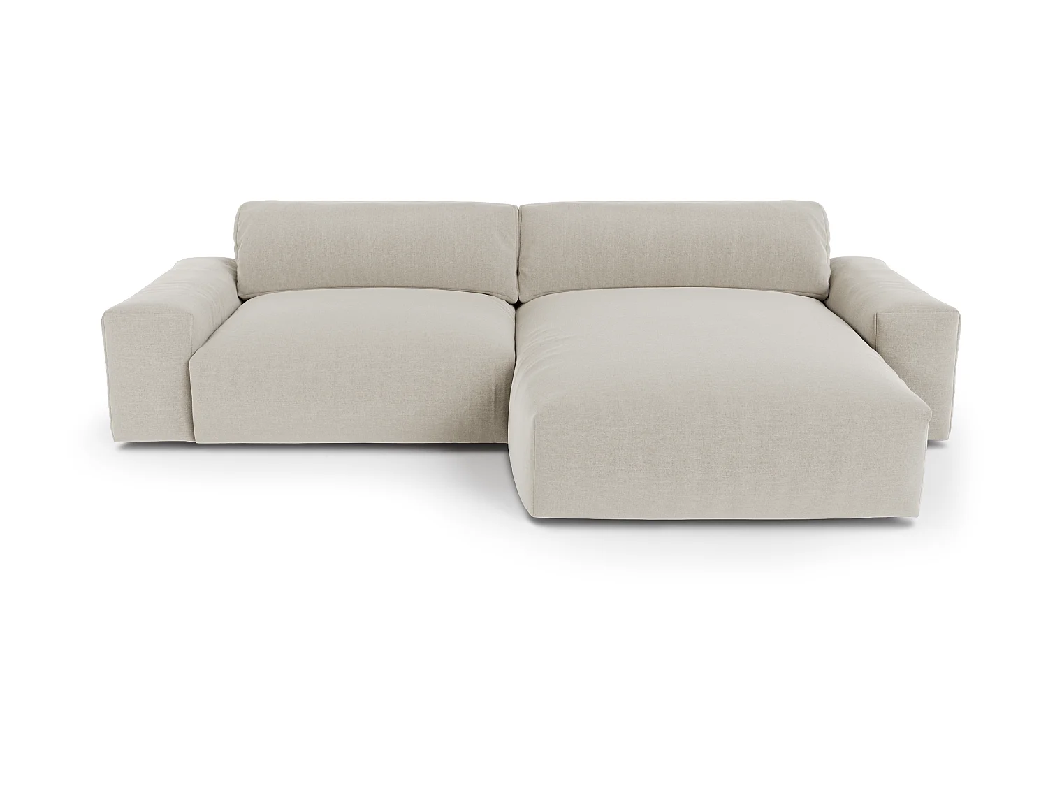 Canapé angle droit 4 places tissu tramé toucher doux beige 310cm