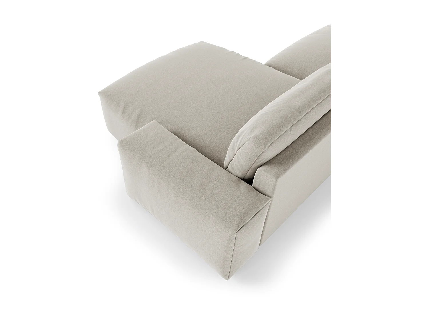 Canapé angle droit 4 places tissu tramé toucher doux beige 310cm