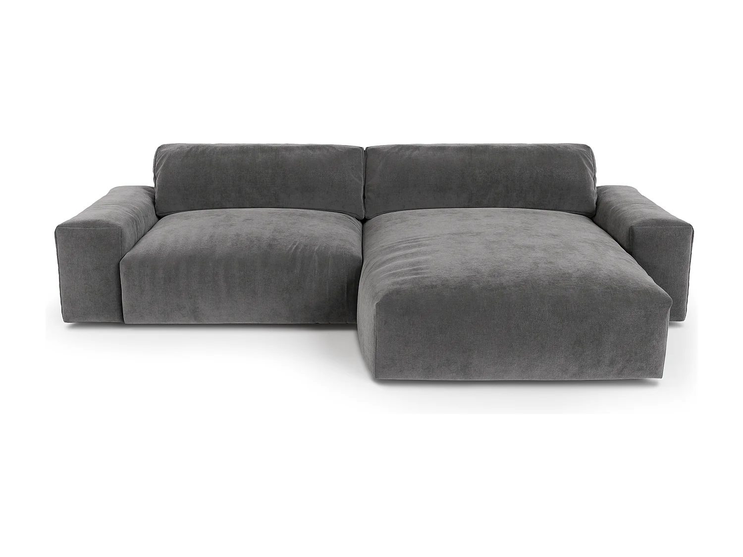 Canapé angle droit 4 places BLISS en velours gris graphite