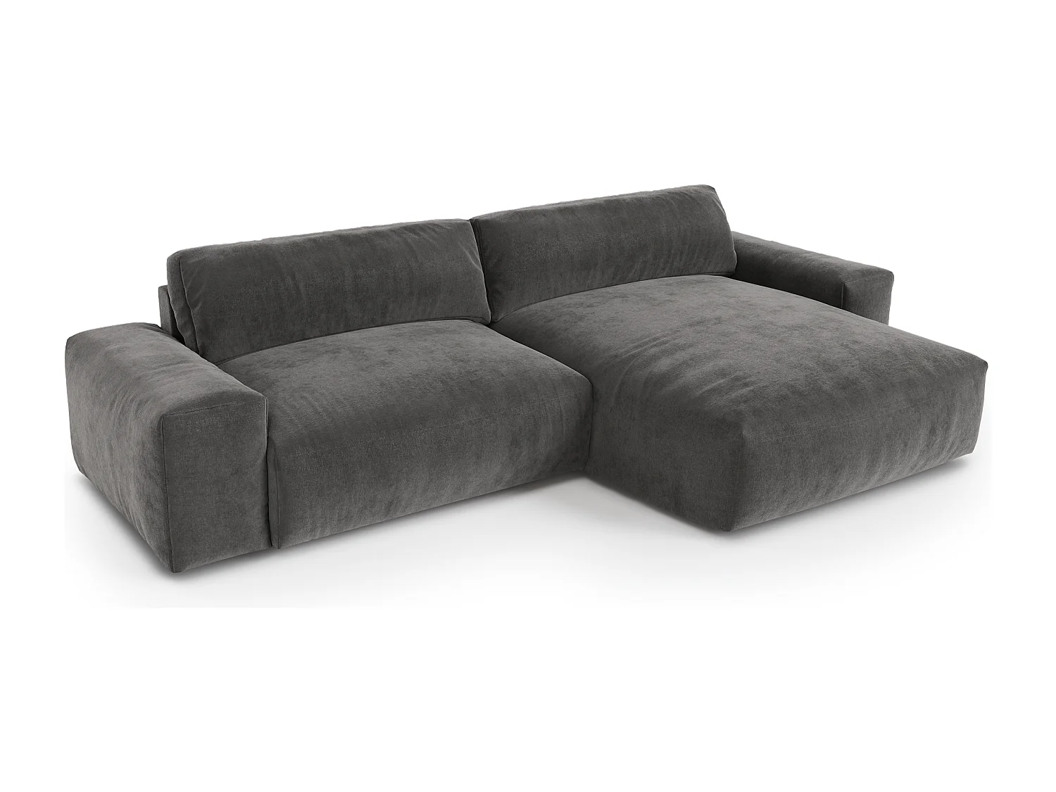 Canapé angle droit 4 places BLISS en velours gris graphite