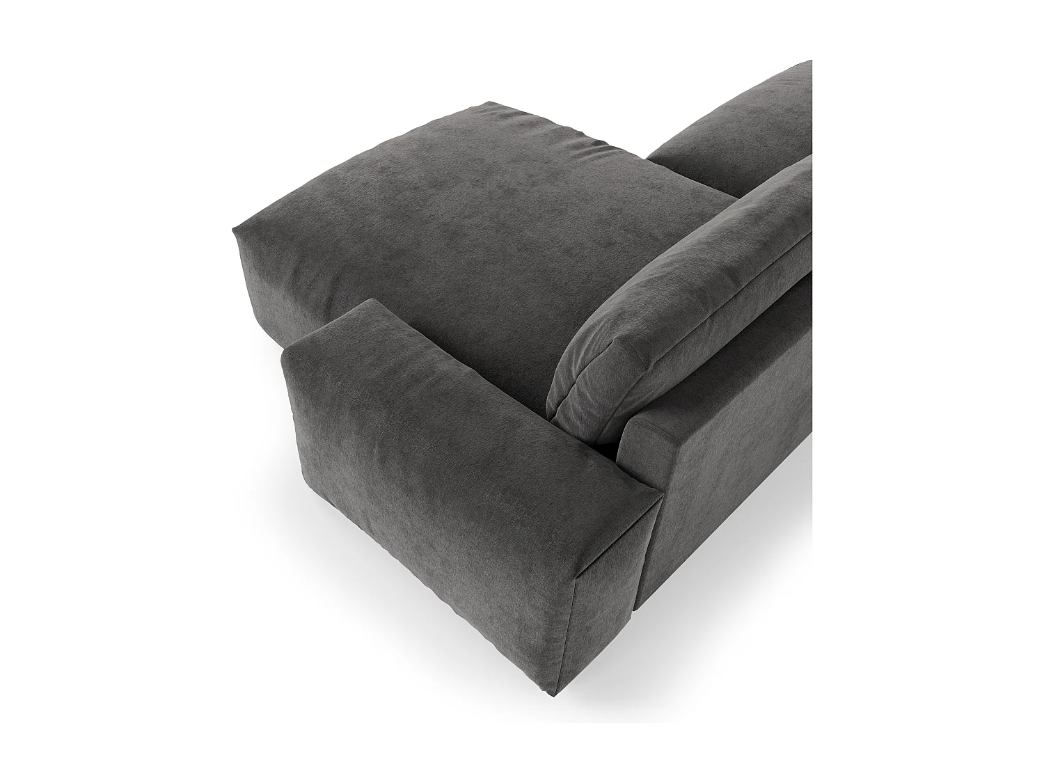 Canapé angle droit 4 places BLISS en velours gris graphite