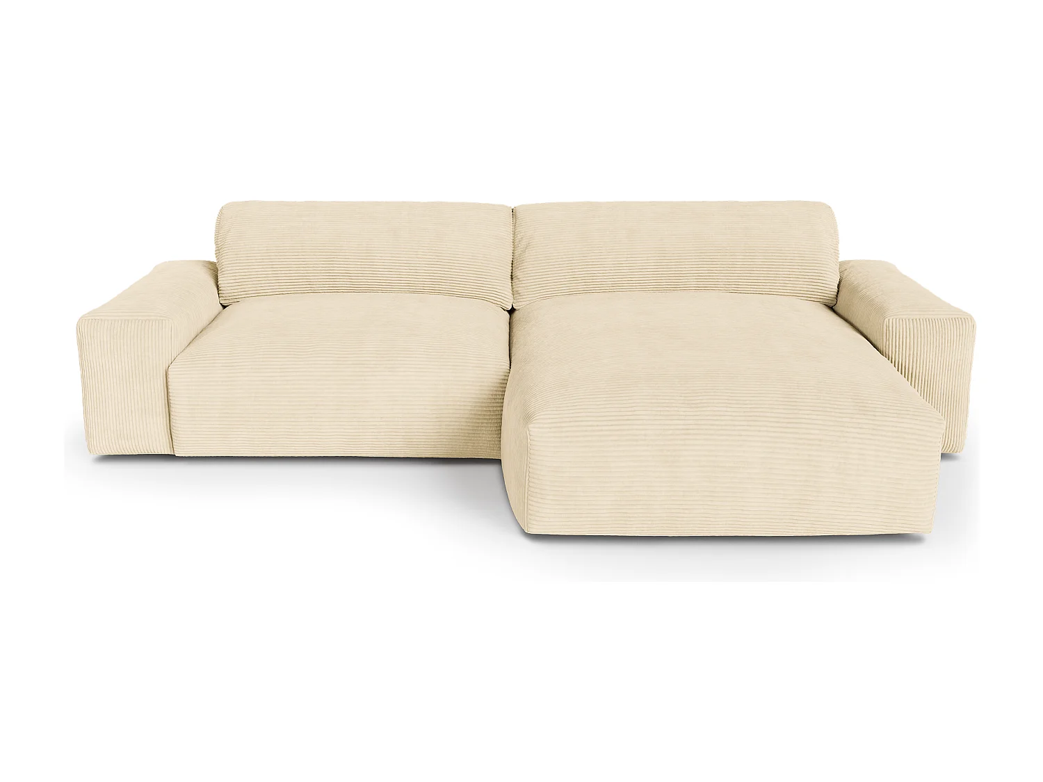 Canapé angle droit velours côtelé crème 310cm BLISS