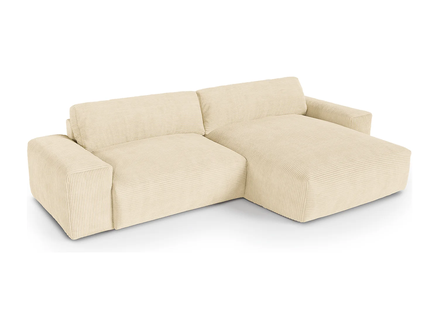 Canapé angle droit velours côtelé crème 310cm BLISS