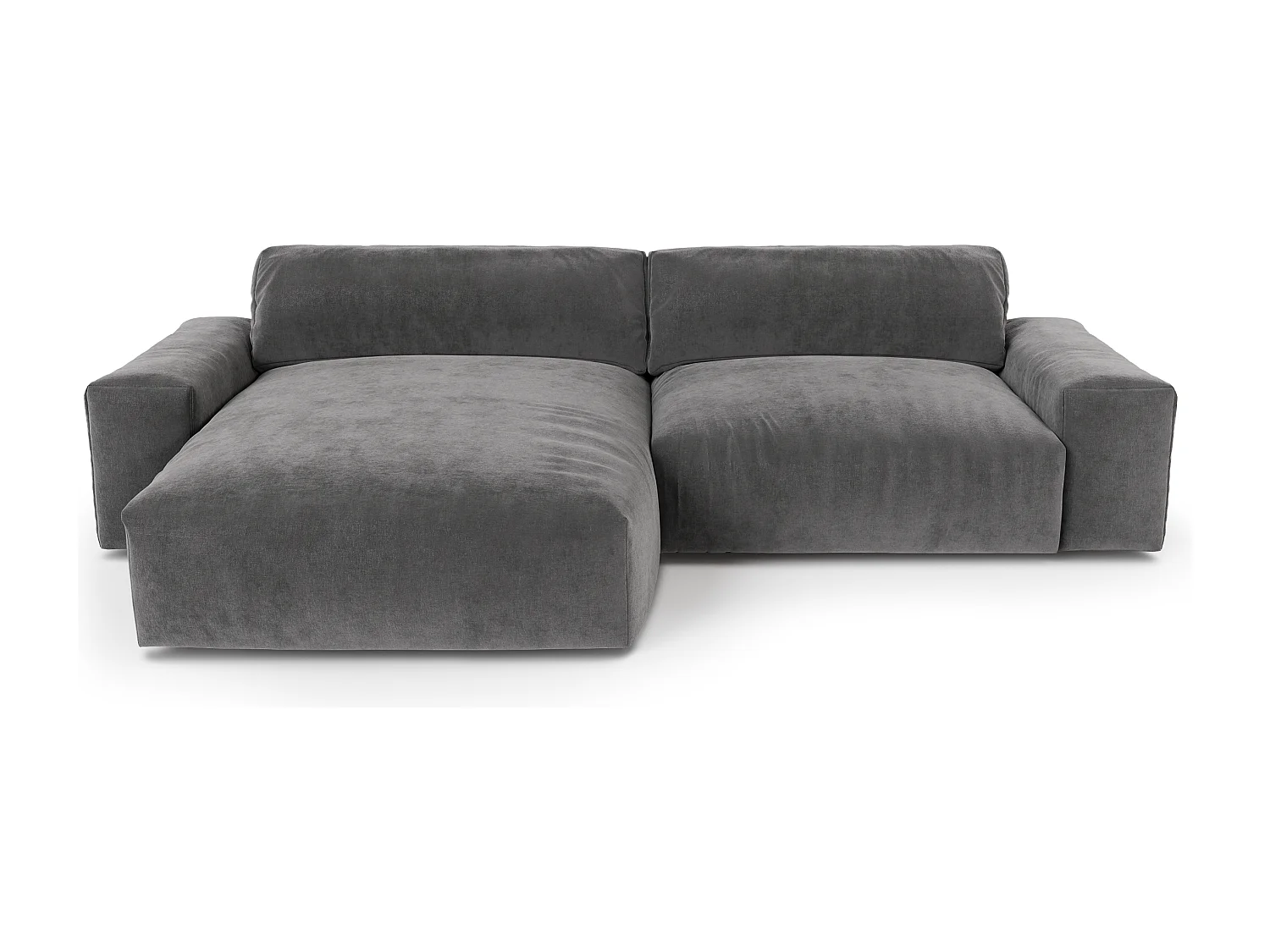 Canapé angle gauche 4 places velours gris graphite 310cm BLISS