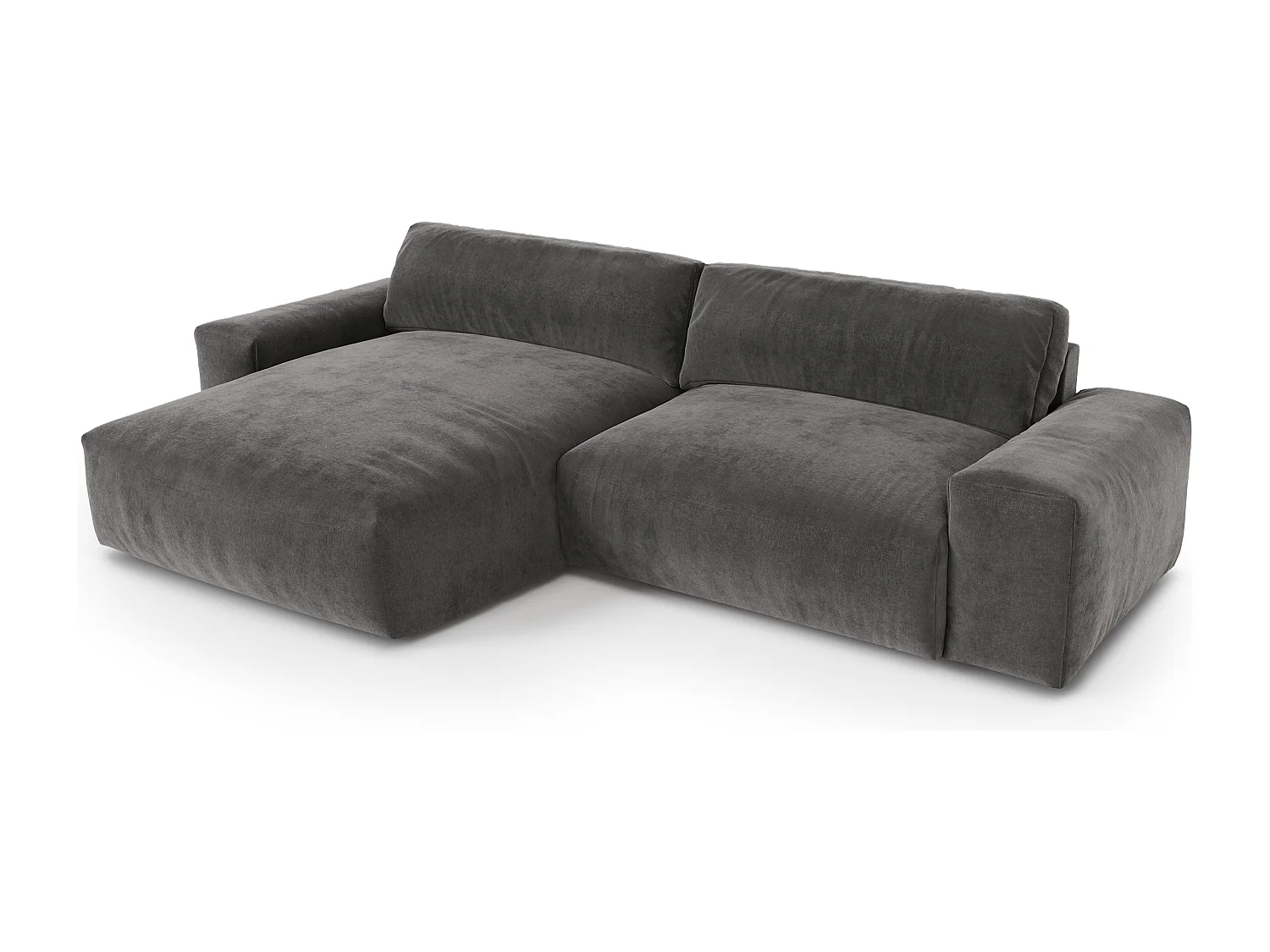 Canapé angle gauche 4 places velours gris graphite 310cm BLISS