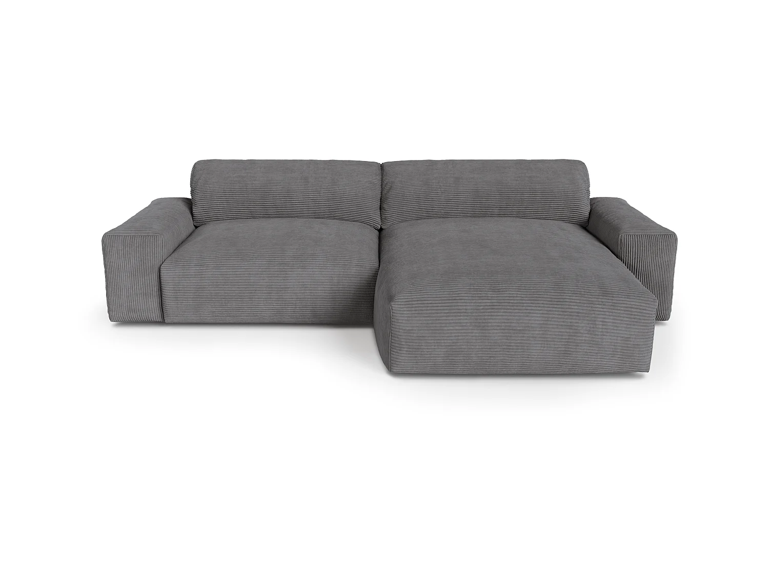 Canapé angle droit velours côtelé gris anthracite 310cm