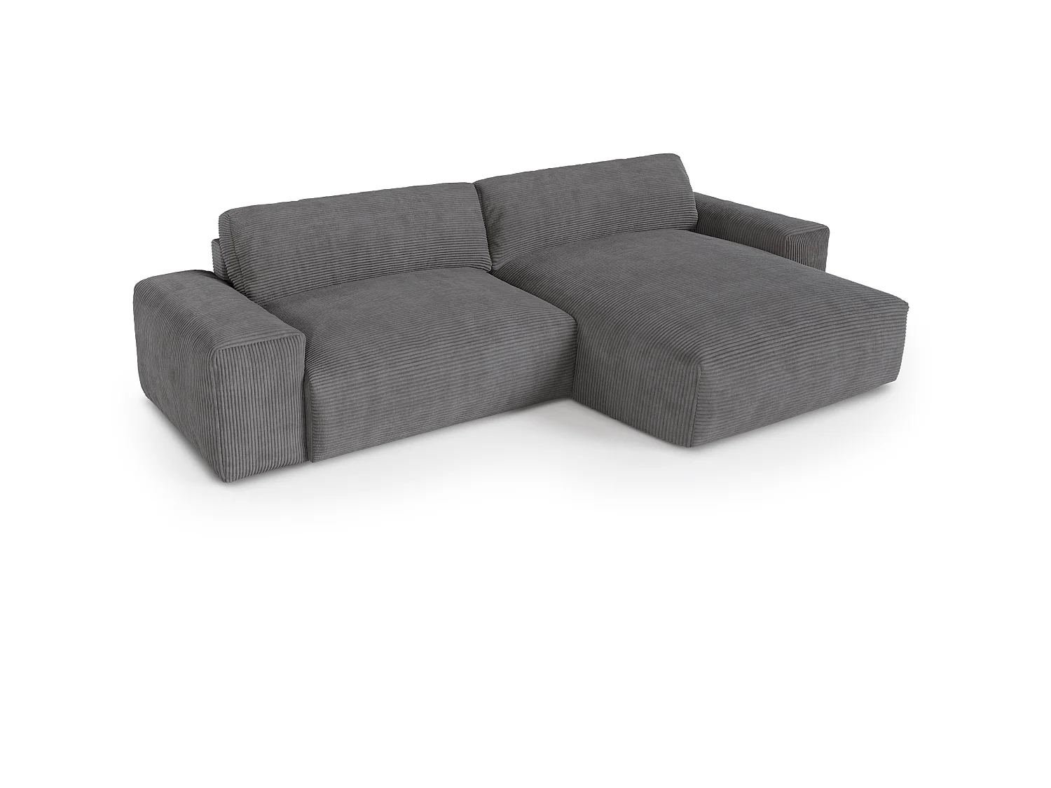 Canapé angle droit velours côtelé gris anthracite 310cm