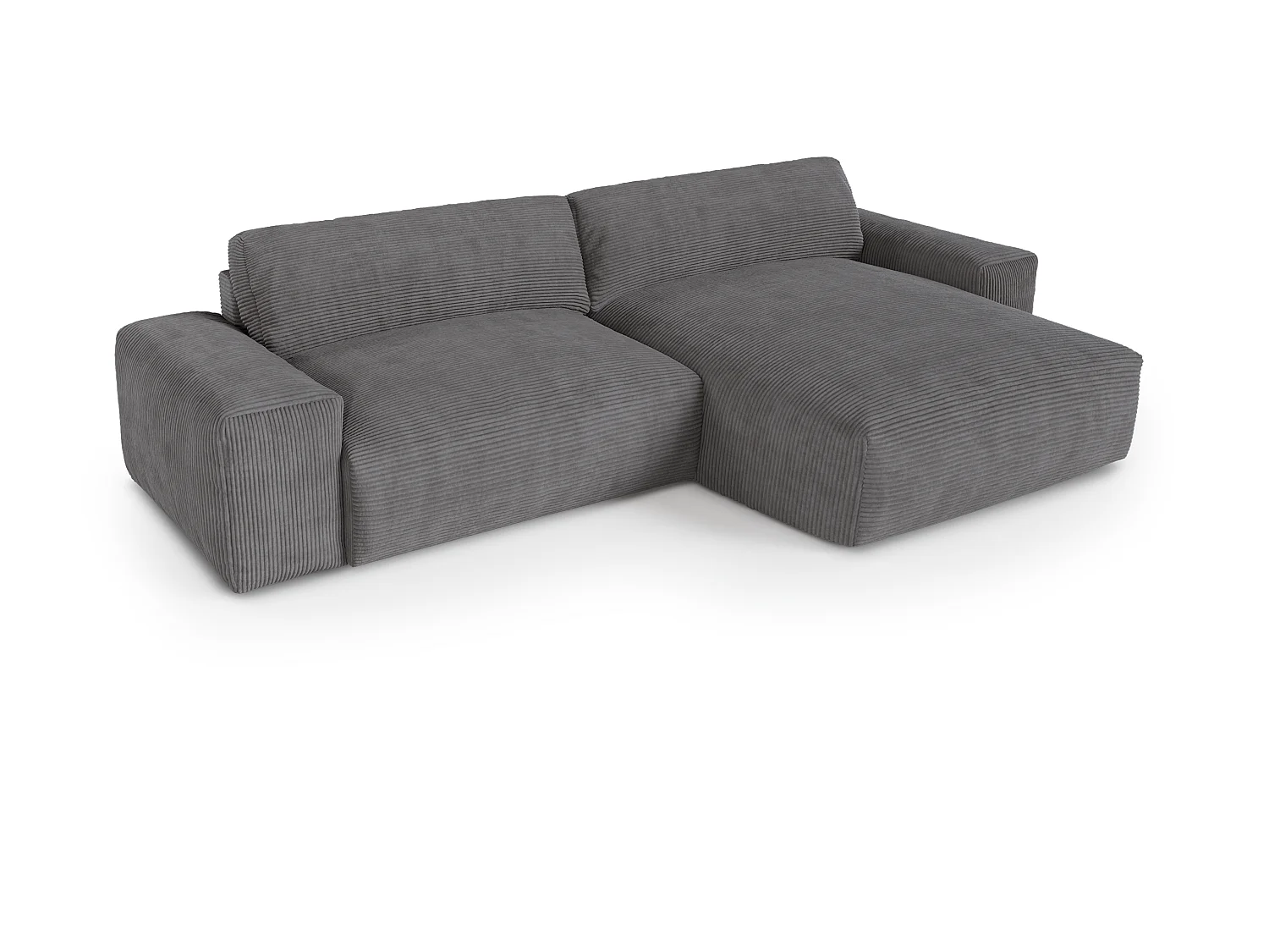 Canapé angle droit velours côtelé gris anthracite 310cm